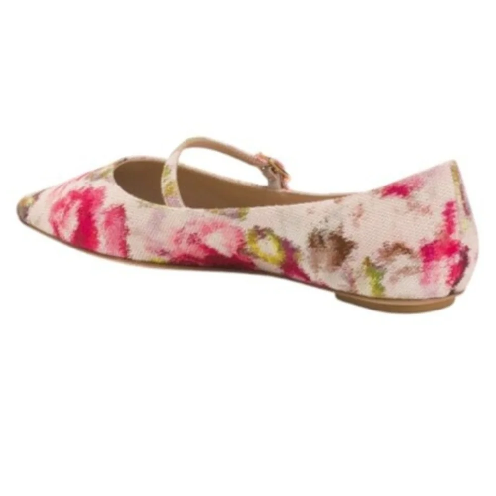 Stewart Weitzman Floral Print Ballet Barbie Flats Women's Size 7B NWT Bridal